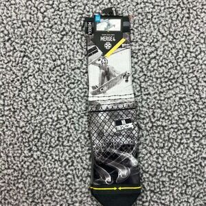 MOFO x Merge4 Crew Socks Men Size L (9-12) Cold One Gray Black, 1‎ Pair New